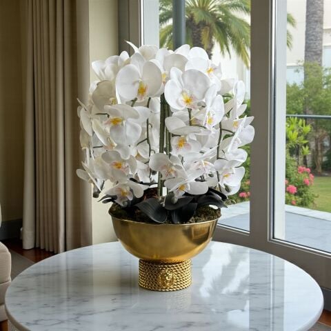 Tarz Vazo & 6 Dal Orkide Aranjmanı – Gold