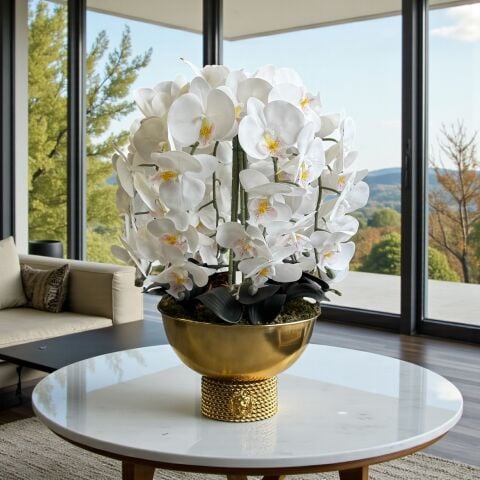 Tarz Vazo & 6 Dal Orkide Aranjmanı – Gold