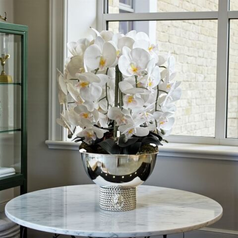 Tarz Vazo & 6 Dal Orkide Aranjmanı – Gümüş