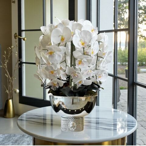 Tarz Vazo & 6 Dal Orkide Aranjmanı – Gümüş