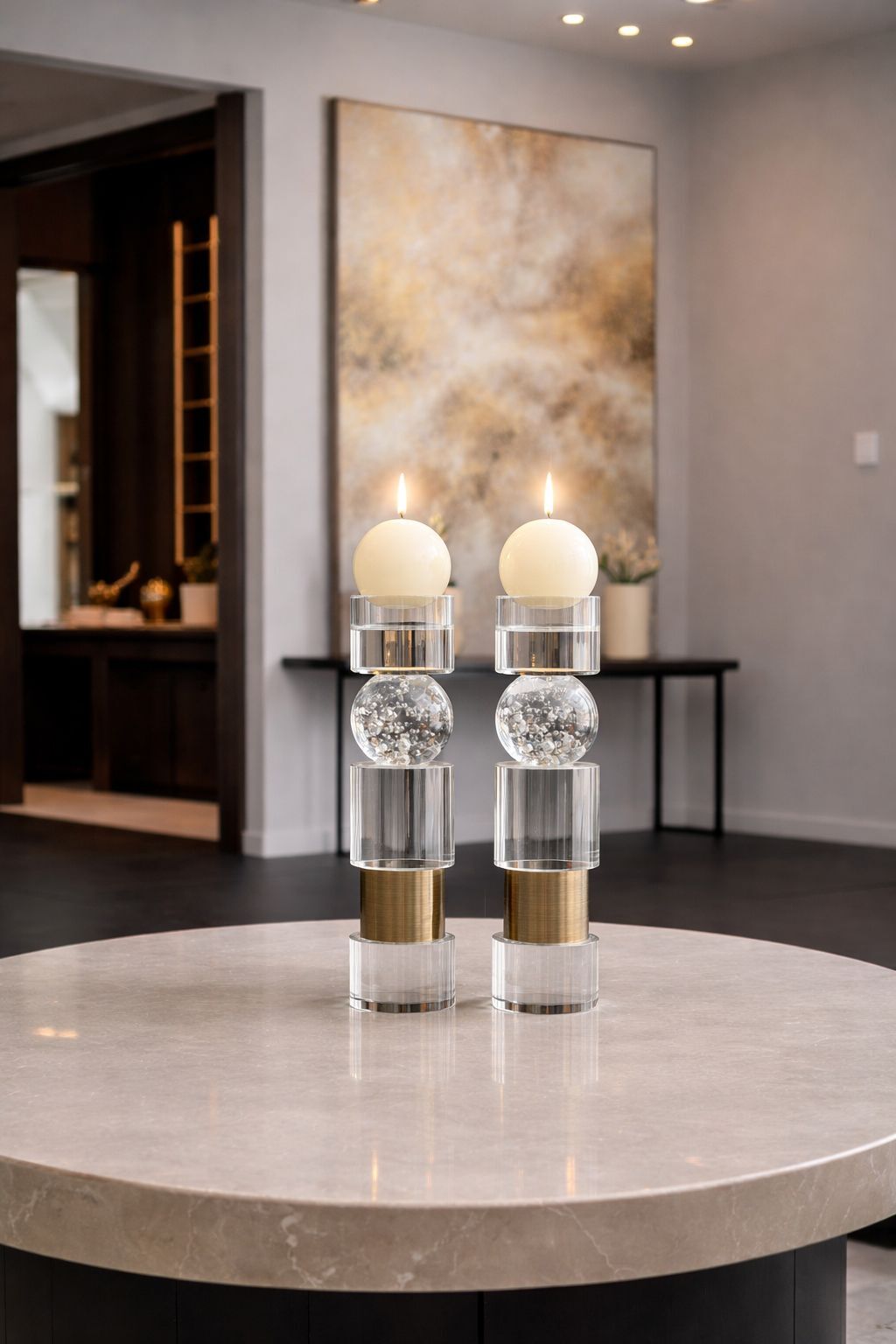 2'li Kristal Cam Mumluk + Mum – Eskitme