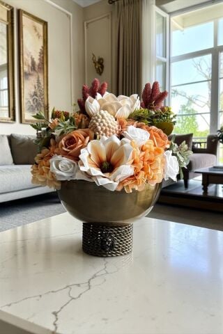 Aslan Vazo Zincir Premium Çiçek Aranjmanı - Eskitme