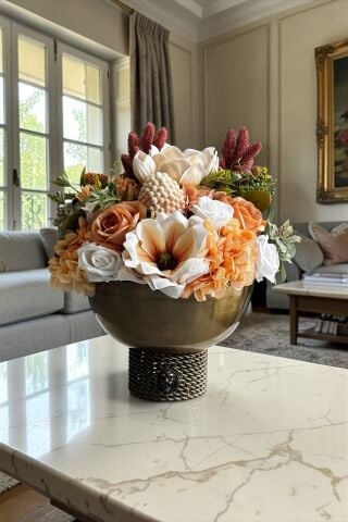 Aslan Vazo Zincir Premium Çiçek Aranjmanı - Eskitme