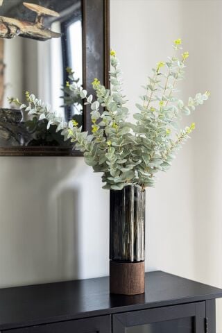 Ahşap Piyano Vazo 4'lü Okaliptüs Aranjmanı – Büyük