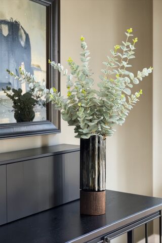 Ahşap Piyano Vazo 4'lü Okaliptüs Aranjmanı – Büyük