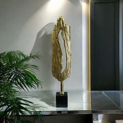 Dekoratif Döküm Yaprak Obje Aksesuar Mat Gold