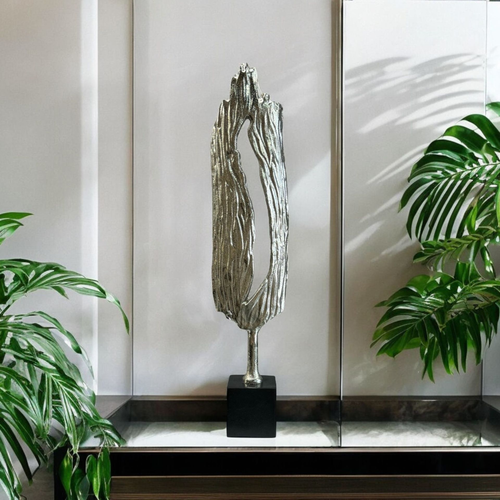 Dekoratif Döküm Yaprak Obje Aksesuar Gümüş