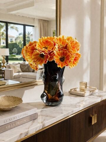 Dekoratif Cam Vazo Çiçek Aranjmanı – Küçük