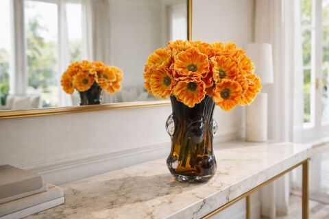 Dekoratif Cam Vazo Çiçek Aranjmanı – Küçük