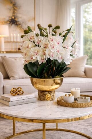 Döküm Saksı Singapur Orkide Aranjmanı 6’lı – Gold