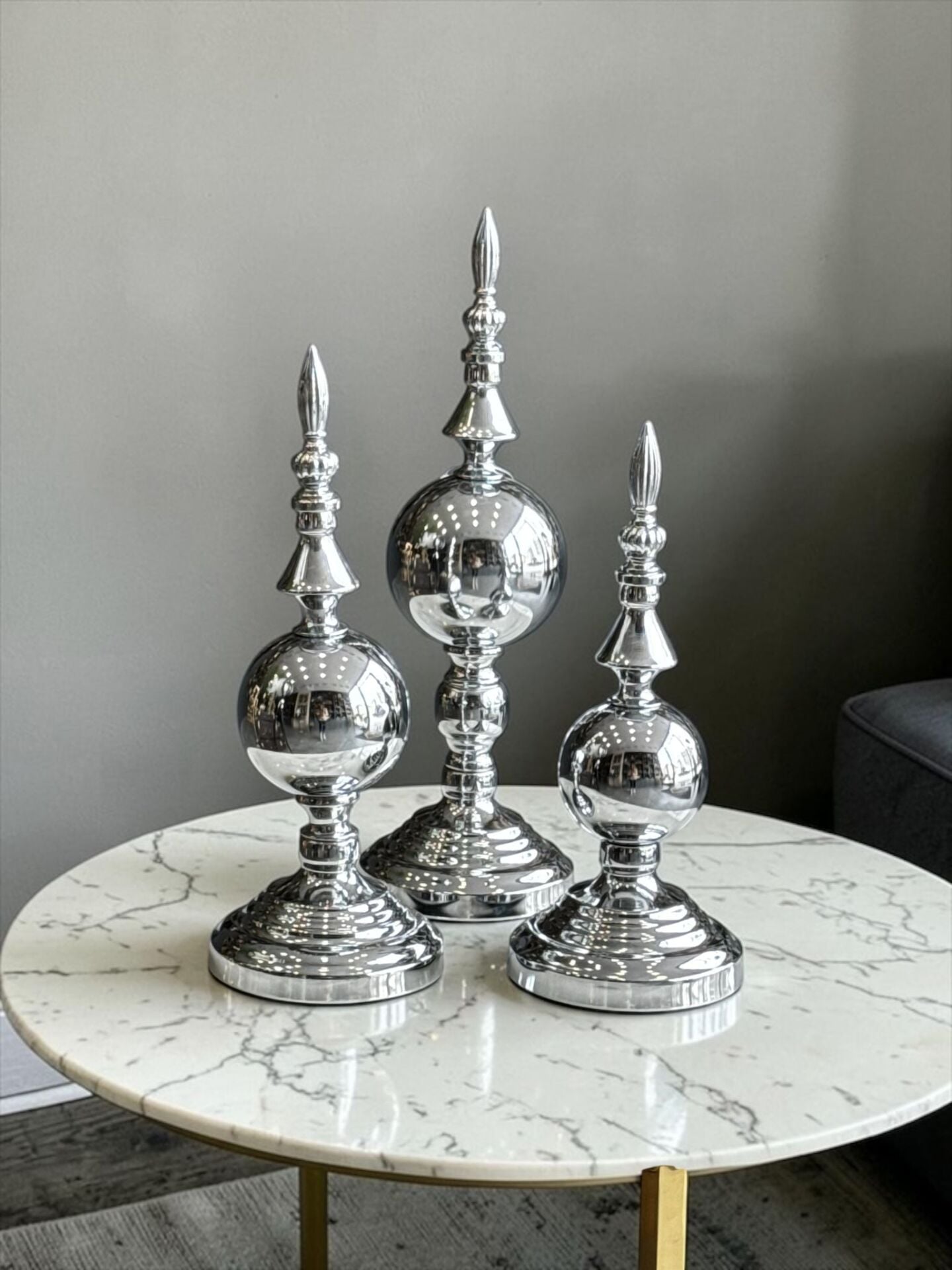 3’lü Alem Kubbe Dekoratif Gümüş Obje Seti Metal