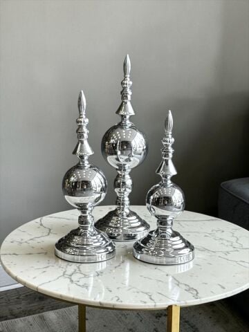 3’lü Alem Kubbe Dekoratif Gümüş Obje Seti Metal