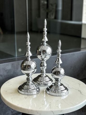 3’lü Alem Kubbe Dekoratif Gümüş Obje Seti Metal