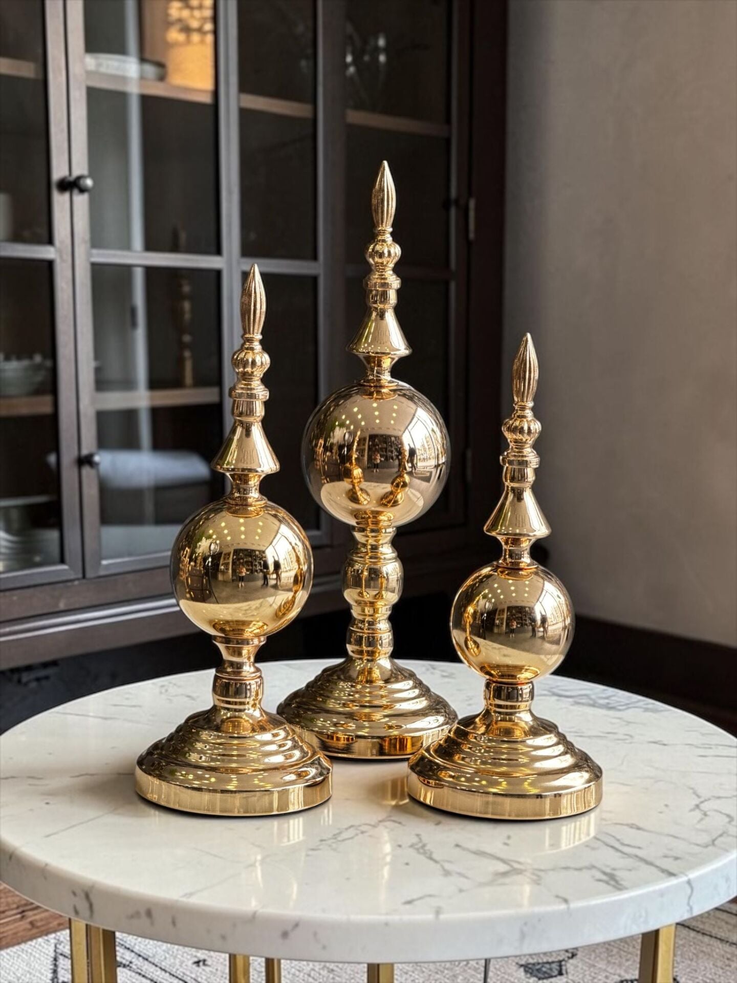 3’lü Alem Kubbe Dekoratif Gold Obje Seti Metal