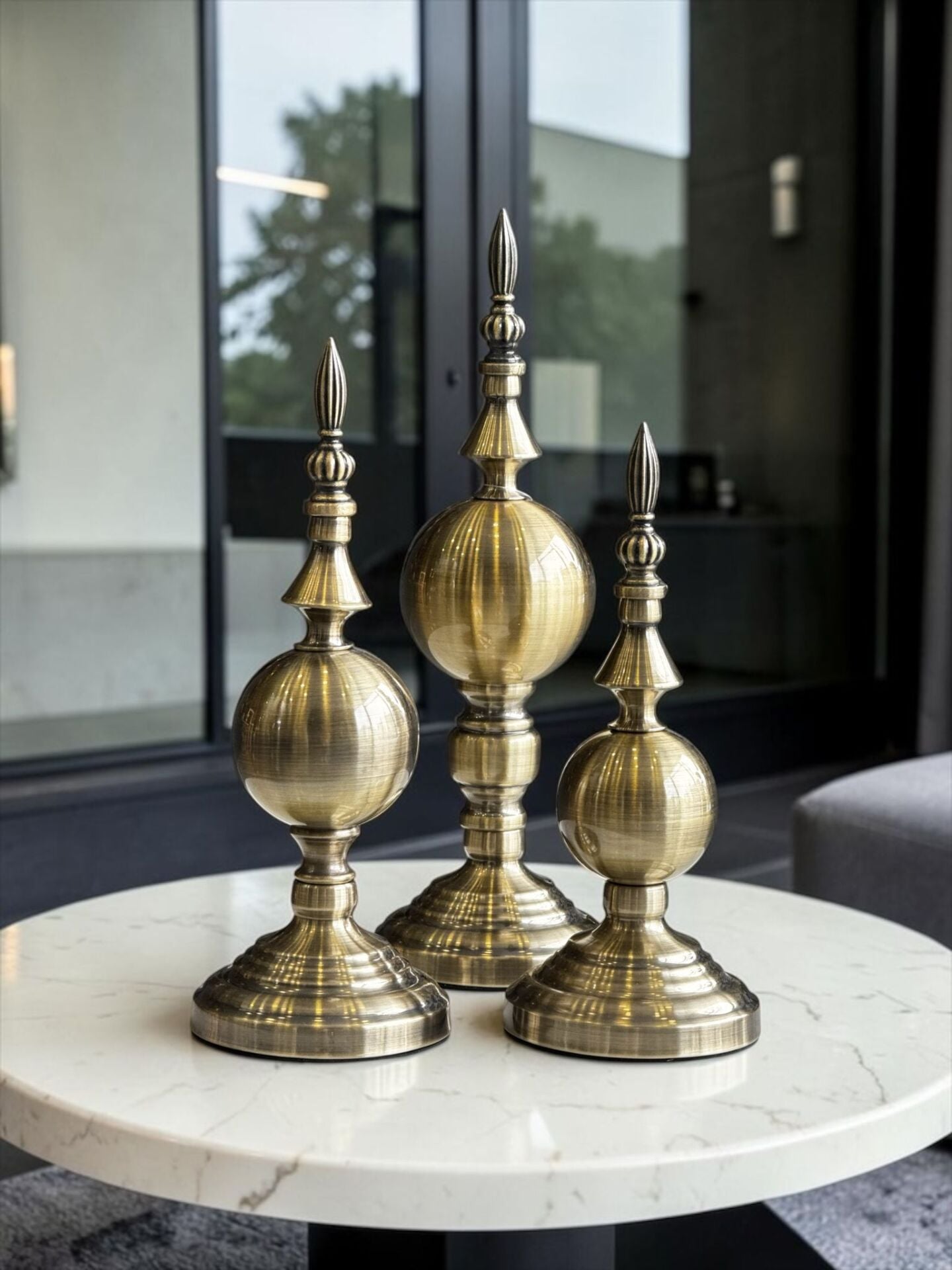 3’lü Alem Kubbe Dekoratif Eskitme Obje Seti Metal