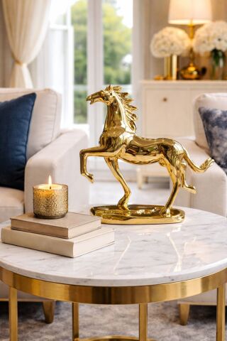 Reçine At Dekoratif Obje Gold