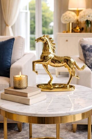 Reçine At Dekoratif Obje Gold