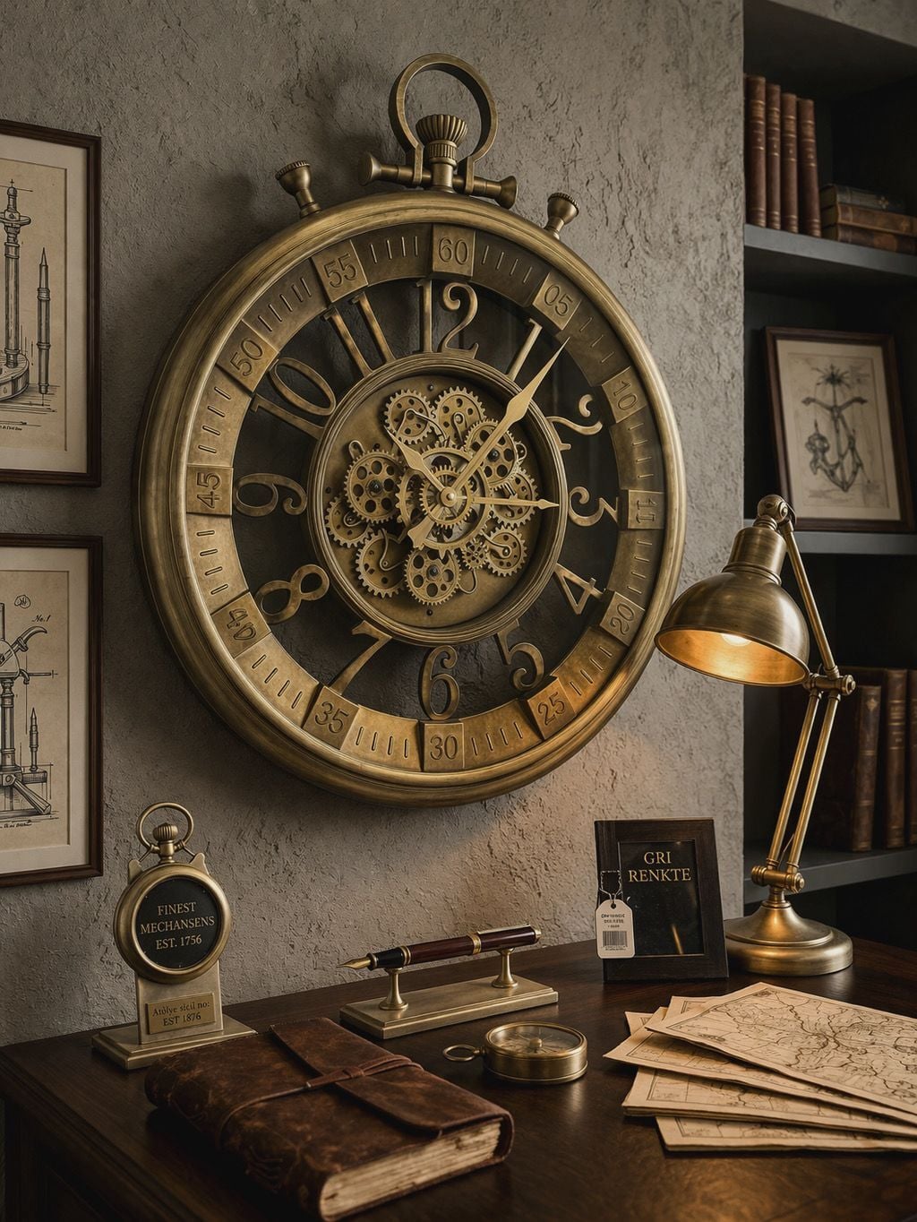 Çarklı Duvar Saati – 60 cm / Eskitme