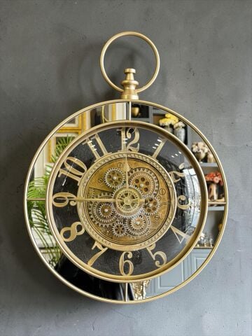 Kulplu Dekoratif Duvar Saati – Gold