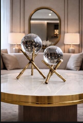 2’li Bambu Küre Dekoratif Aksesuar – Eskitme