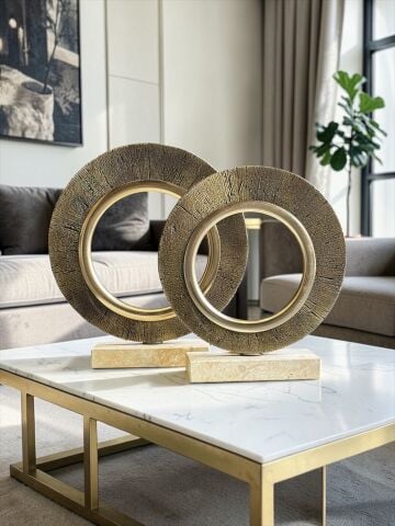 2’li Traverten Portal Dekor Obje Seti