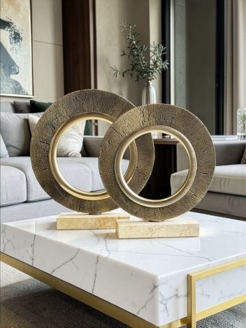 2’li Traverten Portal Dekor Obje Seti