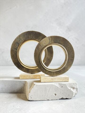 2’li Traverten Portal Dekor Obje Seti