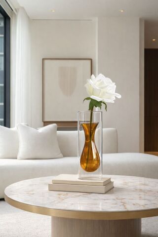 Cidarlı Cam Vazo – Turuncu