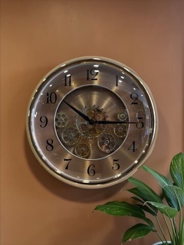 Çarklı Duvar Saati – Bakır 35 cm