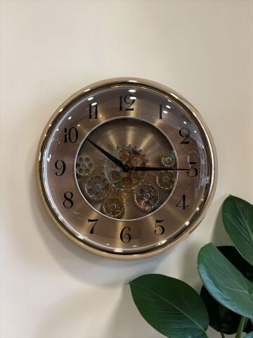 Çarklı Duvar Saati – Bakır 35 cm