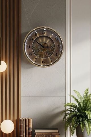 Çarklı Duvar Saati – Bakır 35 cm