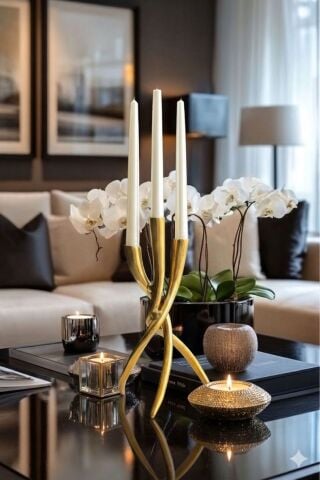 3’lü Döküm Mumluk Seti – Gold