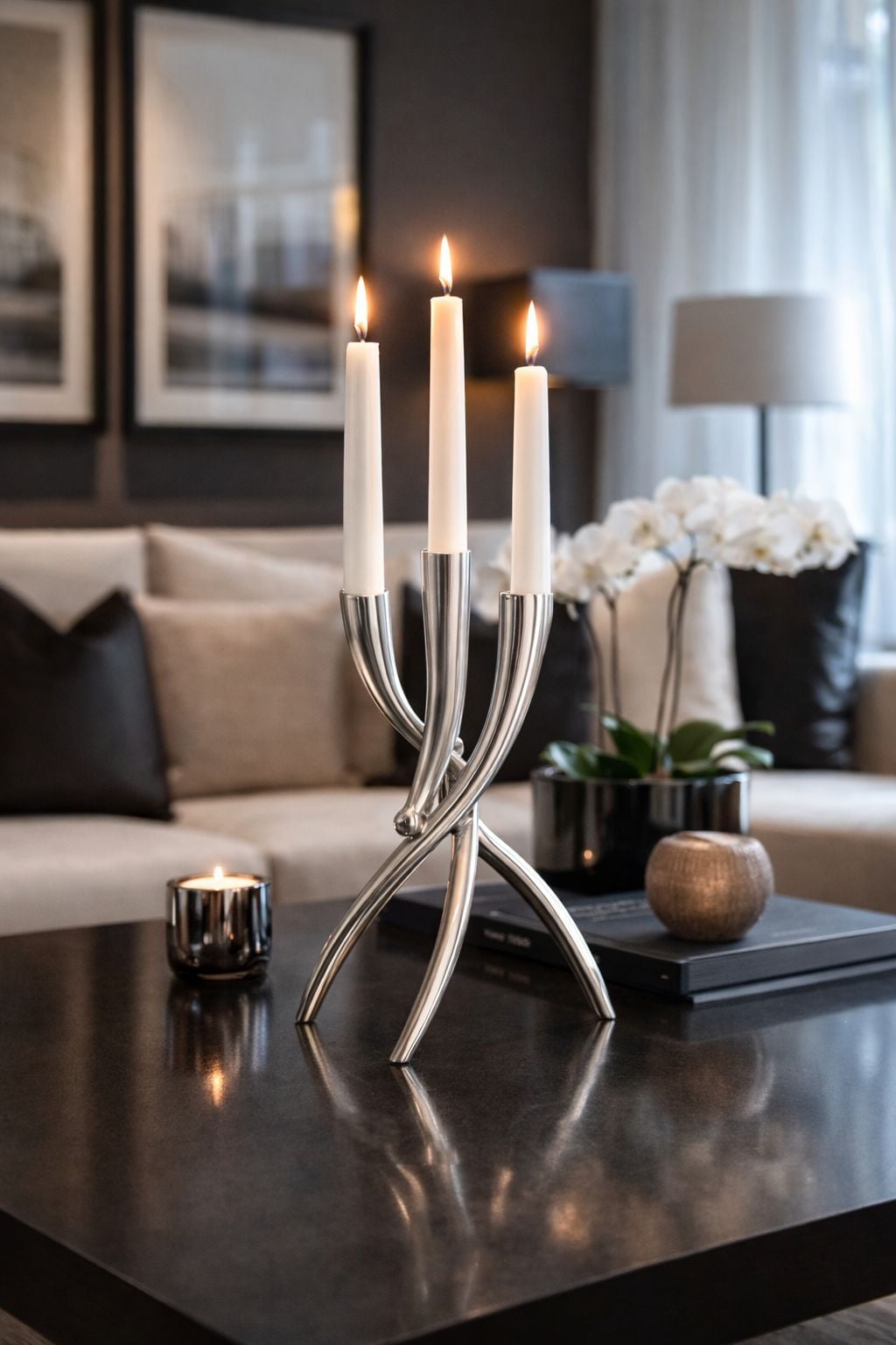 3’lü Döküm Mumluk Seti – Gümüş