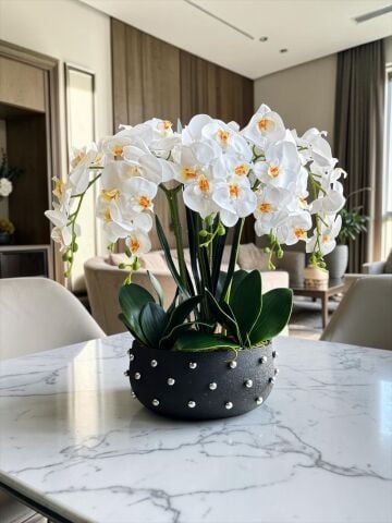 Boncuk Saksı Orkide Aranjmanı 8’li