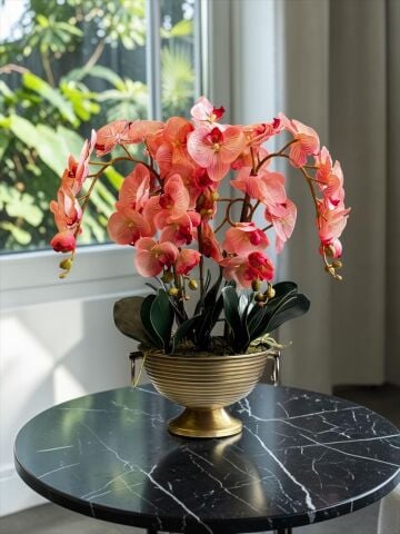 Vionna Saksı 5 Dallı Premium Orkide – Pudra Pembe Eskitme