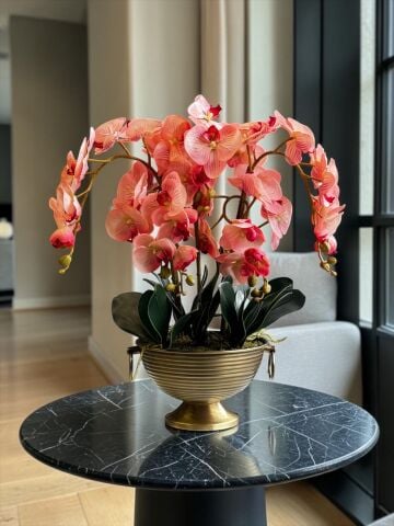 Vionna Saksı 5 Dallı Premium Orkide – Pudra Pembe Eskitme