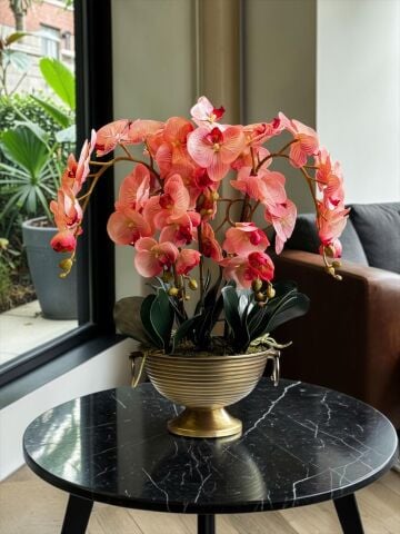 Vionna Saksı 5 Dallı Premium Orkide – Pudra Pembe Eskitme