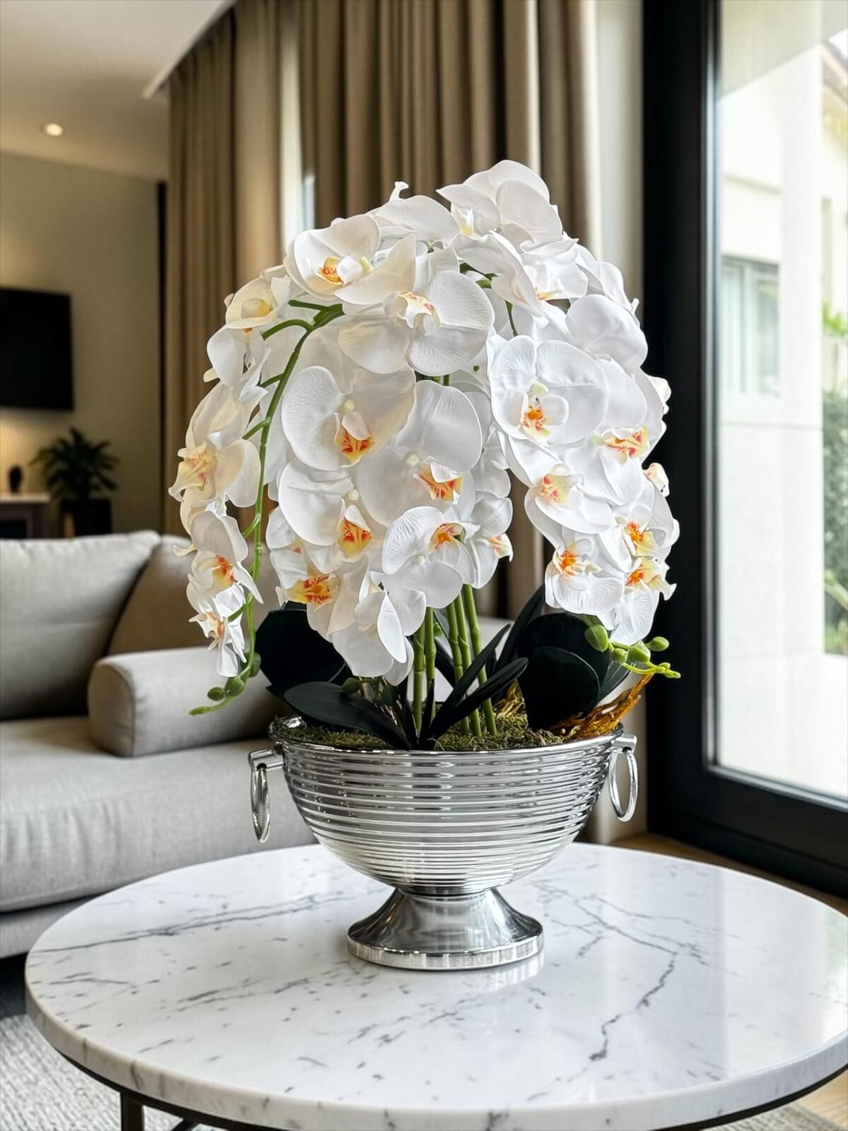 Vionna Saksı 6 Dal Orkide Aranjmanı – Gümüş