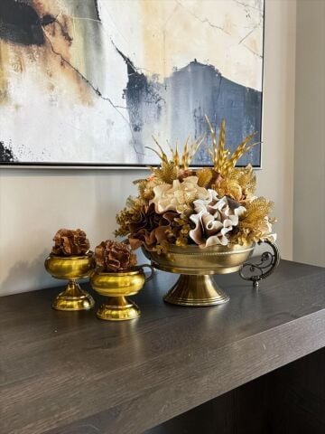 Zamak Kollu Saksı Aranjmanı & 2'li Mercan Ayaklı Kutu – 3 Parça Eskitme Set