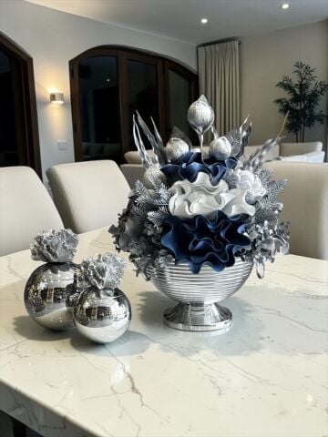 Vionna Saksı Eva Çiçek & Mercan Kutu Seti Gümüş