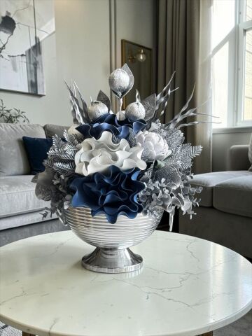 Vionna Saksı Eva Çiçek Aranmanı Gümüş