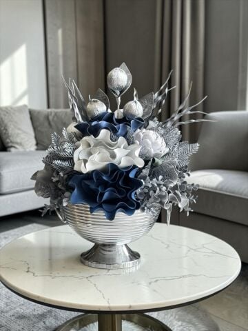 Vionna Saksı Eva Çiçek Aranmanı Gümüş