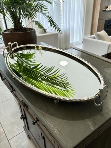 Oval Jardinyer Tepsi Gümüş