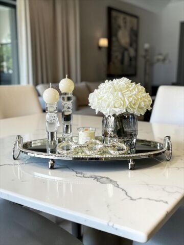 Oval Jardinyer Tepsi Gümüş Seti