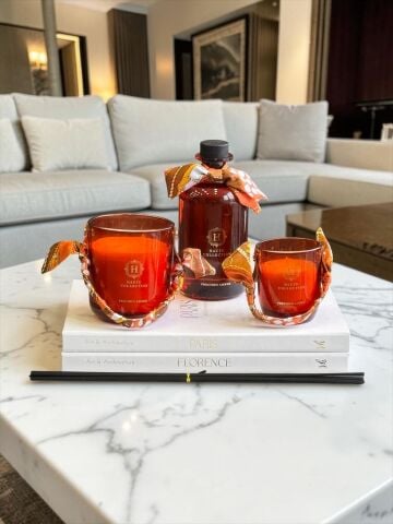 Lüx Oda Kokusu & 2’li Mum Seti – Cam Amber