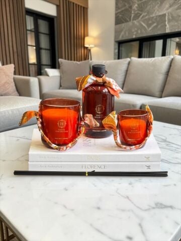 Lüx Oda Kokusu & 2’li Mum Seti – Cam Amber