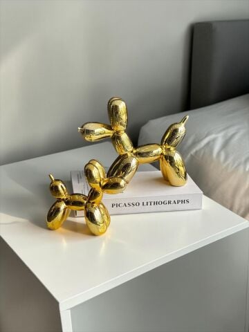 2’li Balon Köpek Dekor Obje Gold Seti