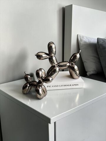 2’li Balon Köpek Dekor Obje Füme Seti