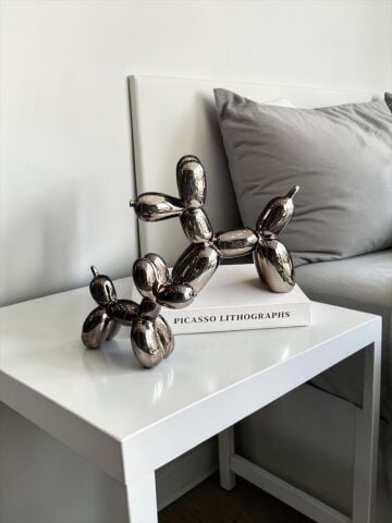 2’li Balon Köpek Dekor Obje Füme Seti