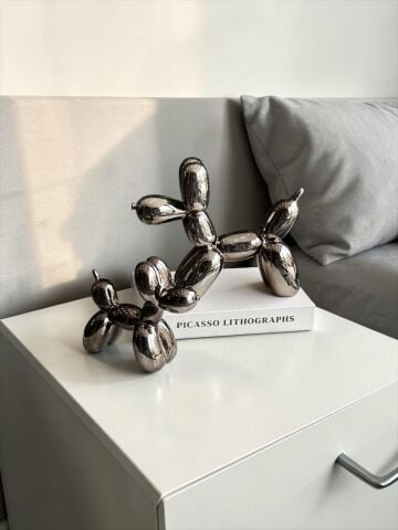 2’li Balon Köpek Dekor Obje Füme Seti